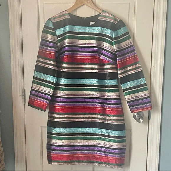 Trina Turk Metallic Multicolor Shift Dress 4 Rainbow Evening Party Cocktail - Picture 5 of 12